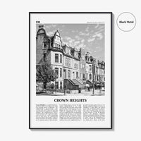 Crown Heights Print Black and White, Crown Heights Wall Art, Crown Heights Poster, Crown Heights Photo, New York, USA, United States
