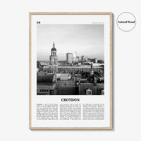 Croydon Print Black and White, Croydon Wall Art, Croydon Poster, Croydon Photo, Croydon Wall Décor, Croydon Map, London