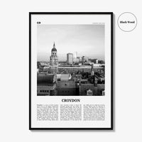 Croydon Print Black and White, Croydon Wall Art, Croydon Poster, Croydon Photo, Croydon Wall Décor, Croydon Map, London