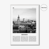 Croydon Print Black and White, Croydon Wall Art, Croydon Poster, Croydon Photo, Croydon Wall Décor, Croydon Map, London