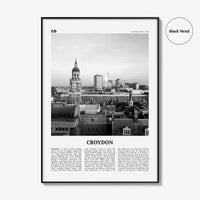 Croydon Print Black and White, Croydon Wall Art, Croydon Poster, Croydon Photo, Croydon Wall Décor, Croydon Map, London