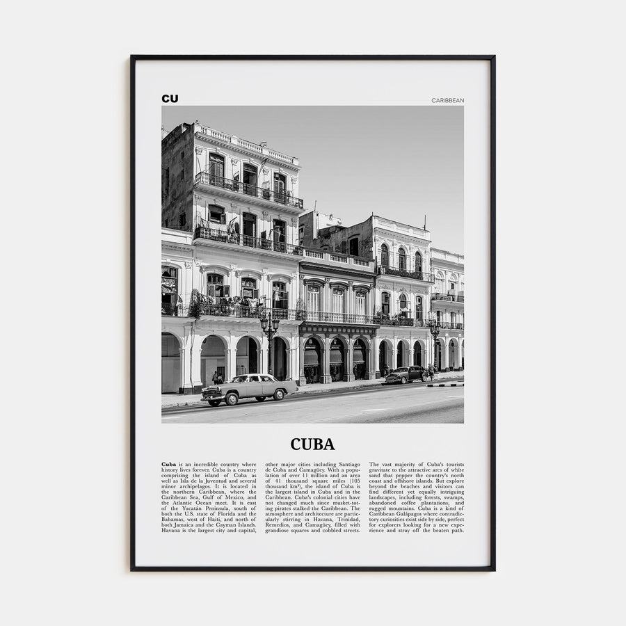 Cuba Travel B&W No 2 Poster
