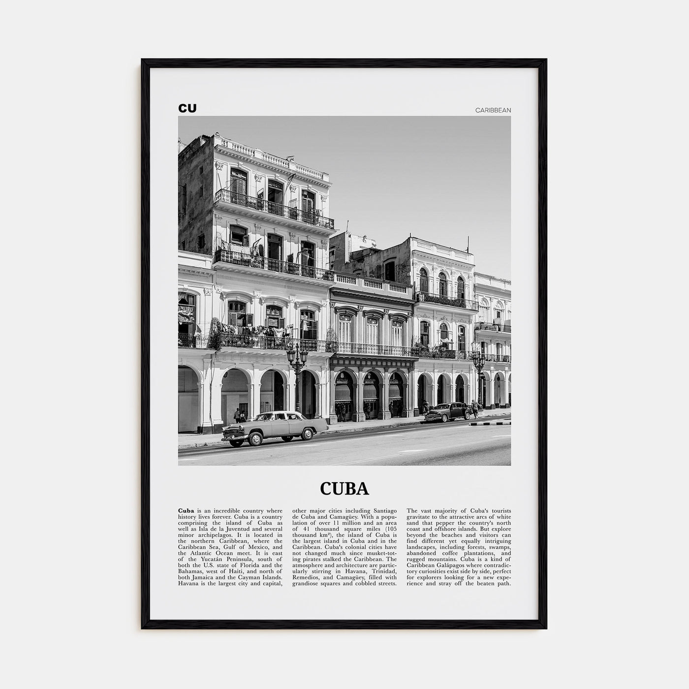 Cuba Travel B&W No 2 Poster