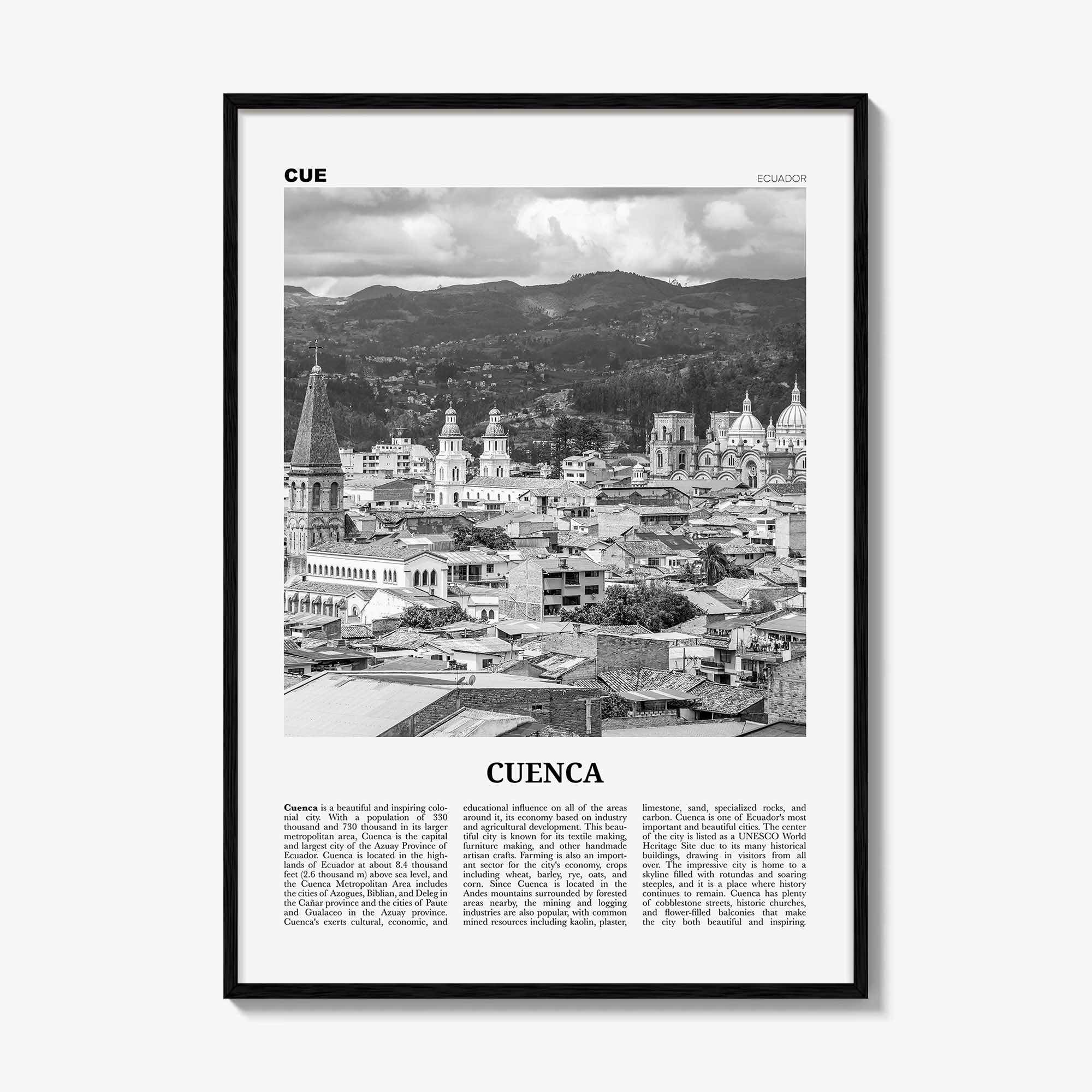 Cuenca Print Black and White Ecuador, Cuenca Wall Art, Cuenca Poster, Cuenca Photo, Cuenca Decor, Santa Ana, Cuatro Ríos, South America