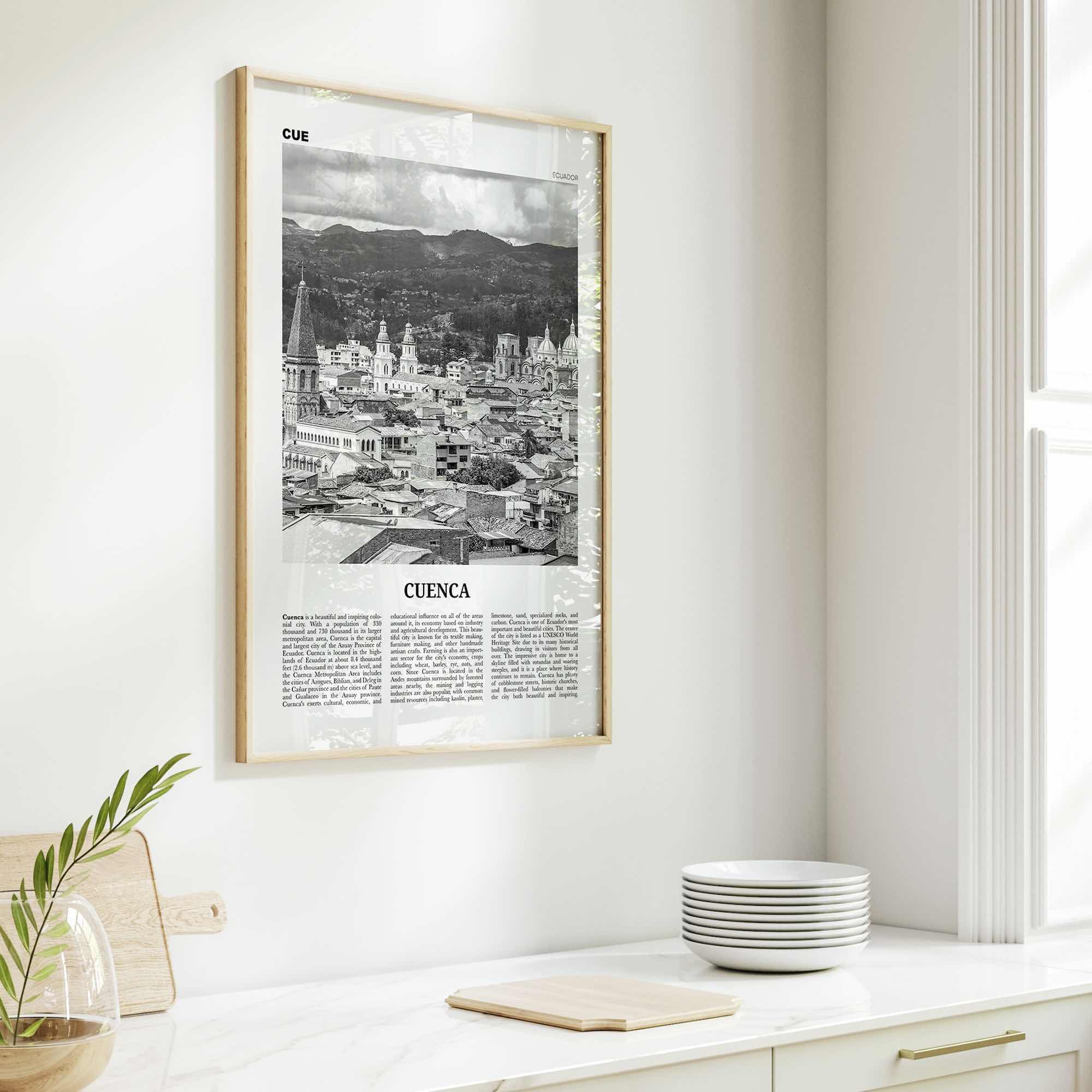 Cuenca Print Black and White Ecuador, Cuenca Wall Art, Cuenca Poster, Cuenca Photo, Cuenca Decor, Santa Ana, Cuatro Ríos, South America