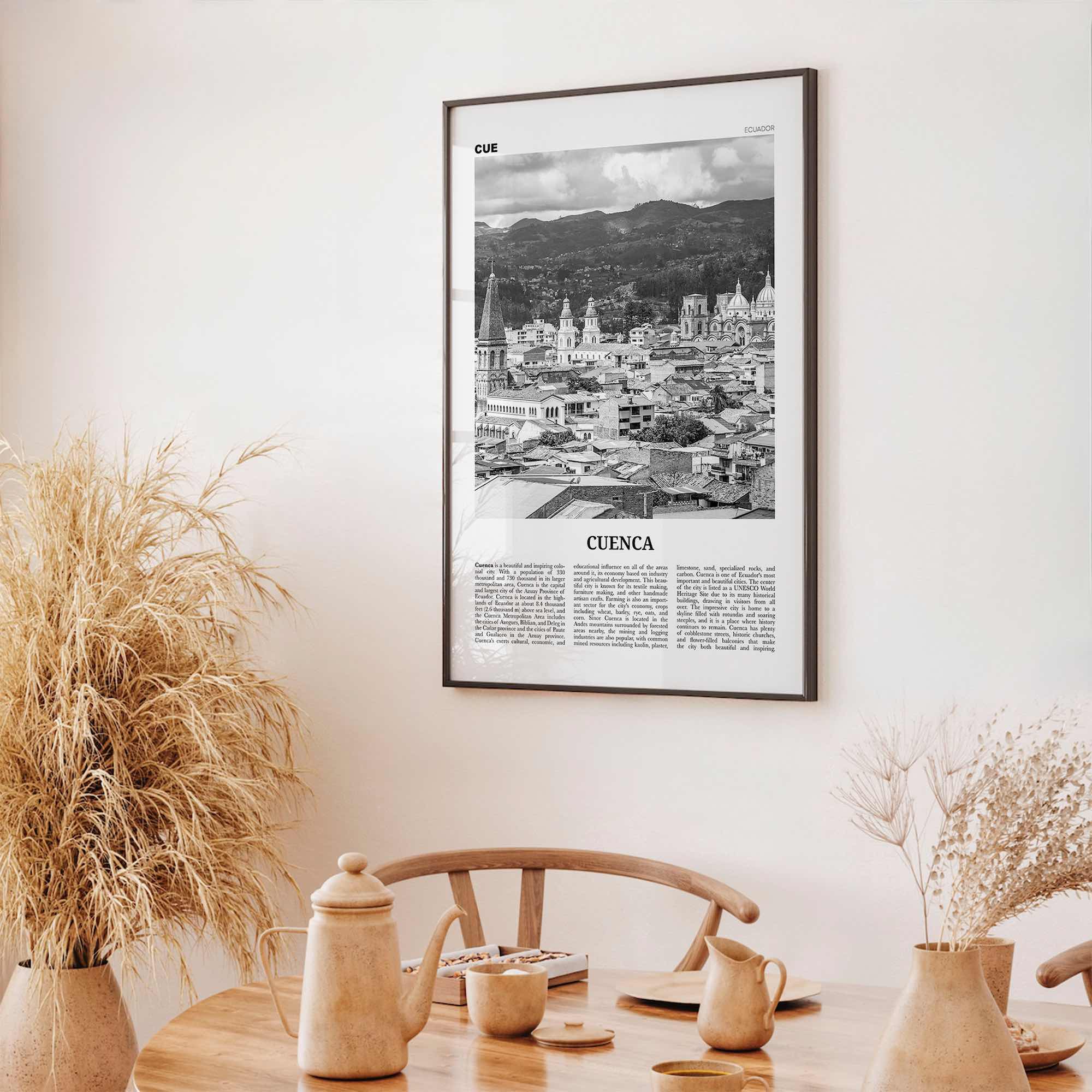 Cuenca Print Black and White Ecuador, Cuenca Wall Art, Cuenca Poster, Cuenca Photo, Cuenca Decor, Santa Ana, Cuatro Ríos, South America