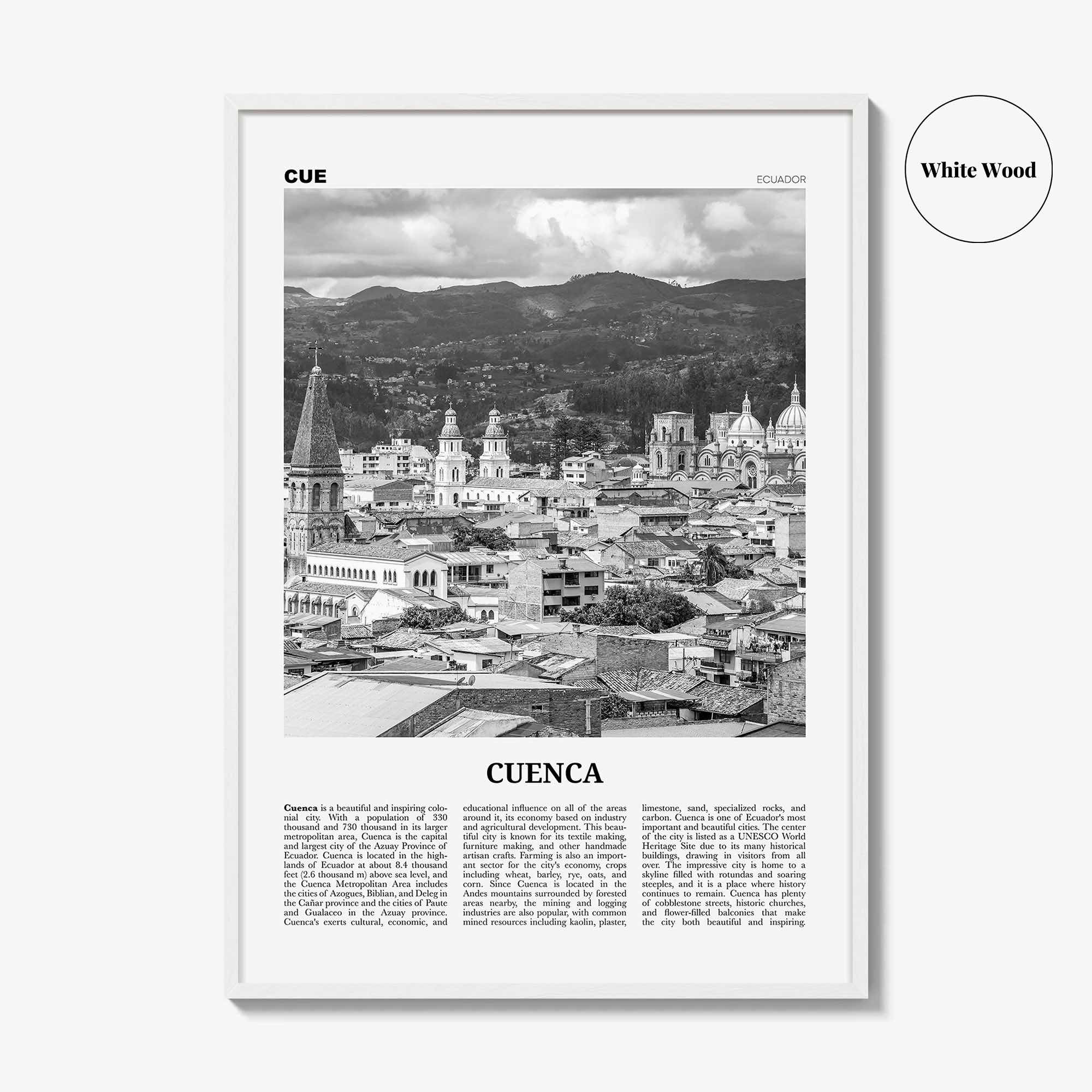 Cuenca Print Black and White Ecuador, Cuenca Wall Art, Cuenca Poster, Cuenca Photo, Cuenca Decor, Santa Ana, Cuatro Ríos, South America