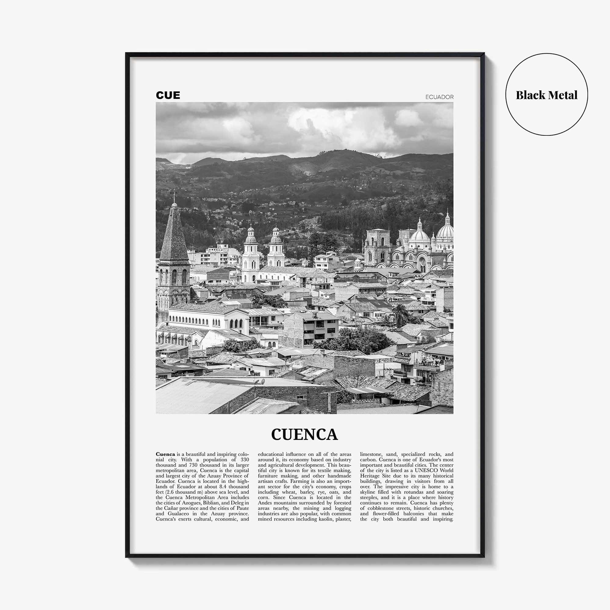 Cuenca Print Black and White Ecuador, Cuenca Wall Art, Cuenca Poster, Cuenca Photo, Cuenca Decor, Santa Ana, Cuatro Ríos, South America