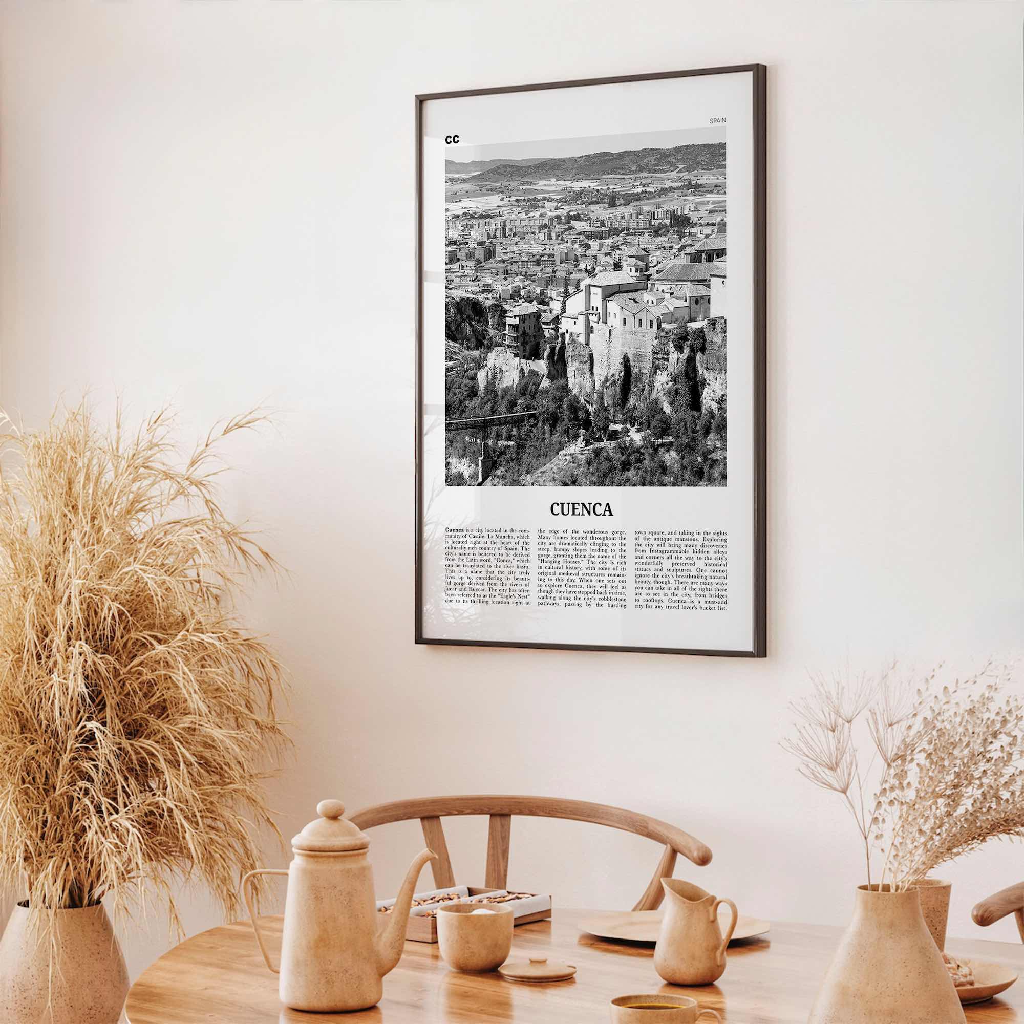 Cuenca Print Black and White Spain, Cuenca Wall Art, Cuenca Poster, Cuenca Photo, Cuenca Wall Décor, Spain, Castilla-La Mancha, España
