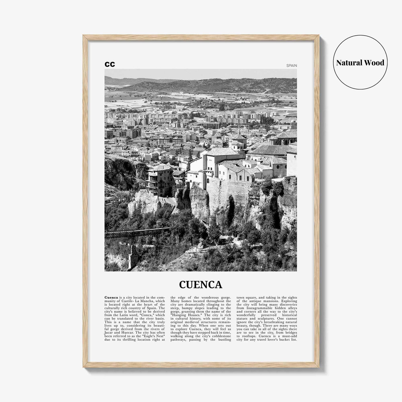 Cuenca Print Black and White Spain, Cuenca Wall Art, Cuenca Poster, Cuenca Photo, Cuenca Wall Décor, Spain, Castilla-La Mancha, España