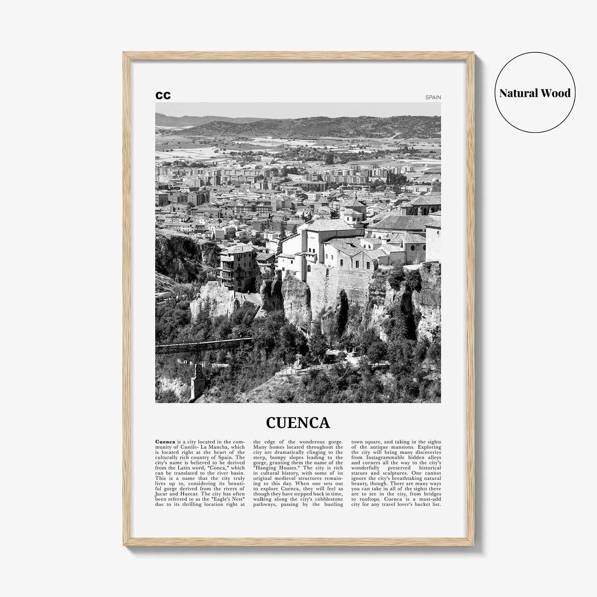 Cuenca Print Black and White Spain, Cuenca Wall Art, Cuenca Poster, Cuenca Photo, Cuenca Wall Décor, Spain, Castilla-La Mancha, España