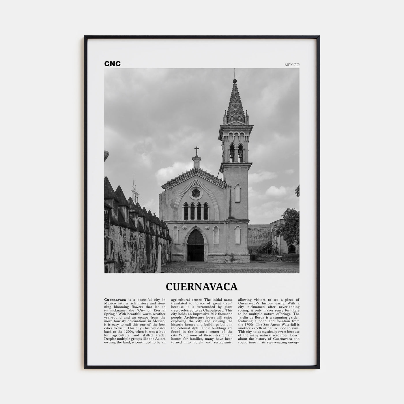 Cuernavaca Travel B&W Poster