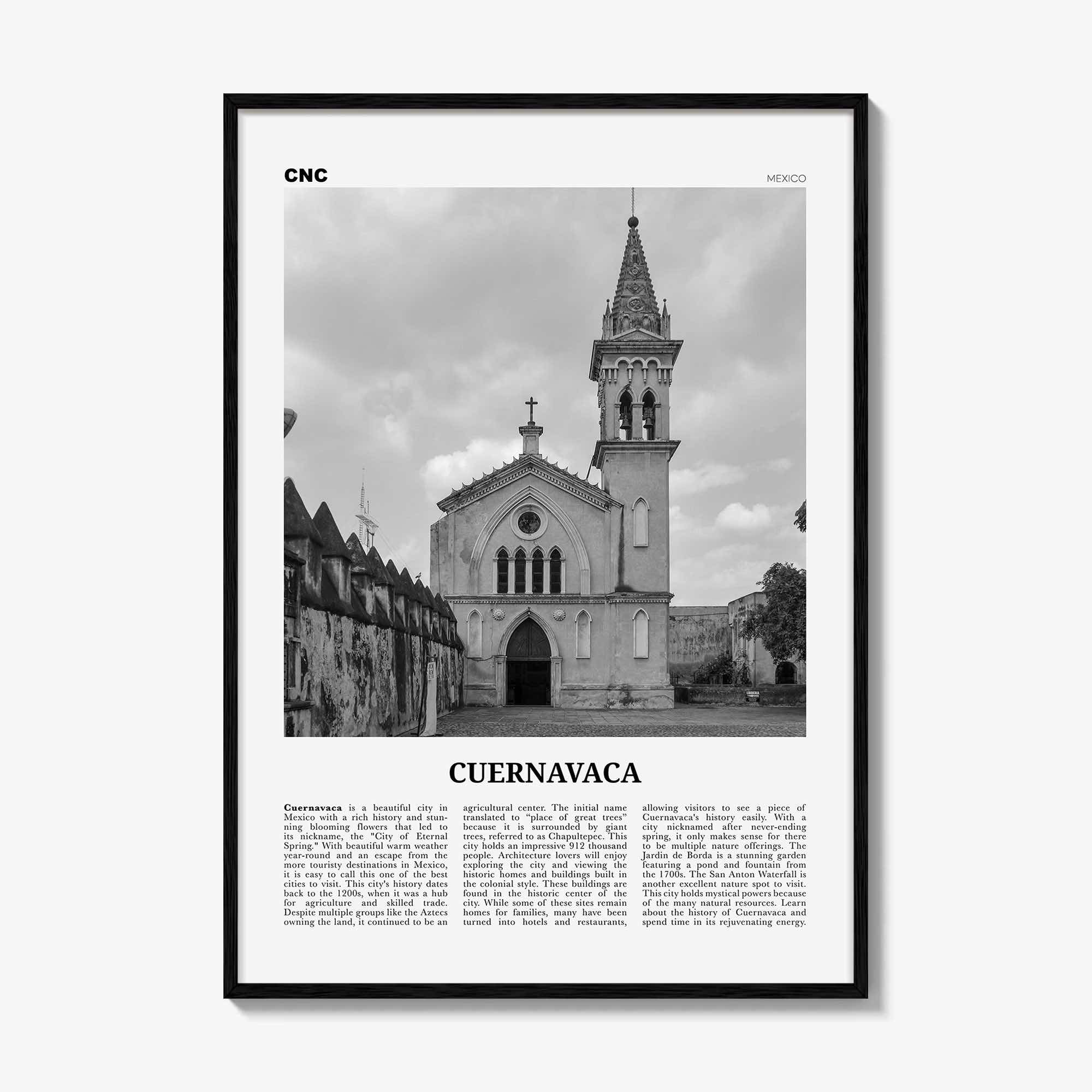 Cuernavaca Print Black and White, Cuernavaca Wall Art, Cuernavaca Poster, Cuernavaca Photo, Cuernavaca Wall Décor, Cuernavaca Map, Mexico
