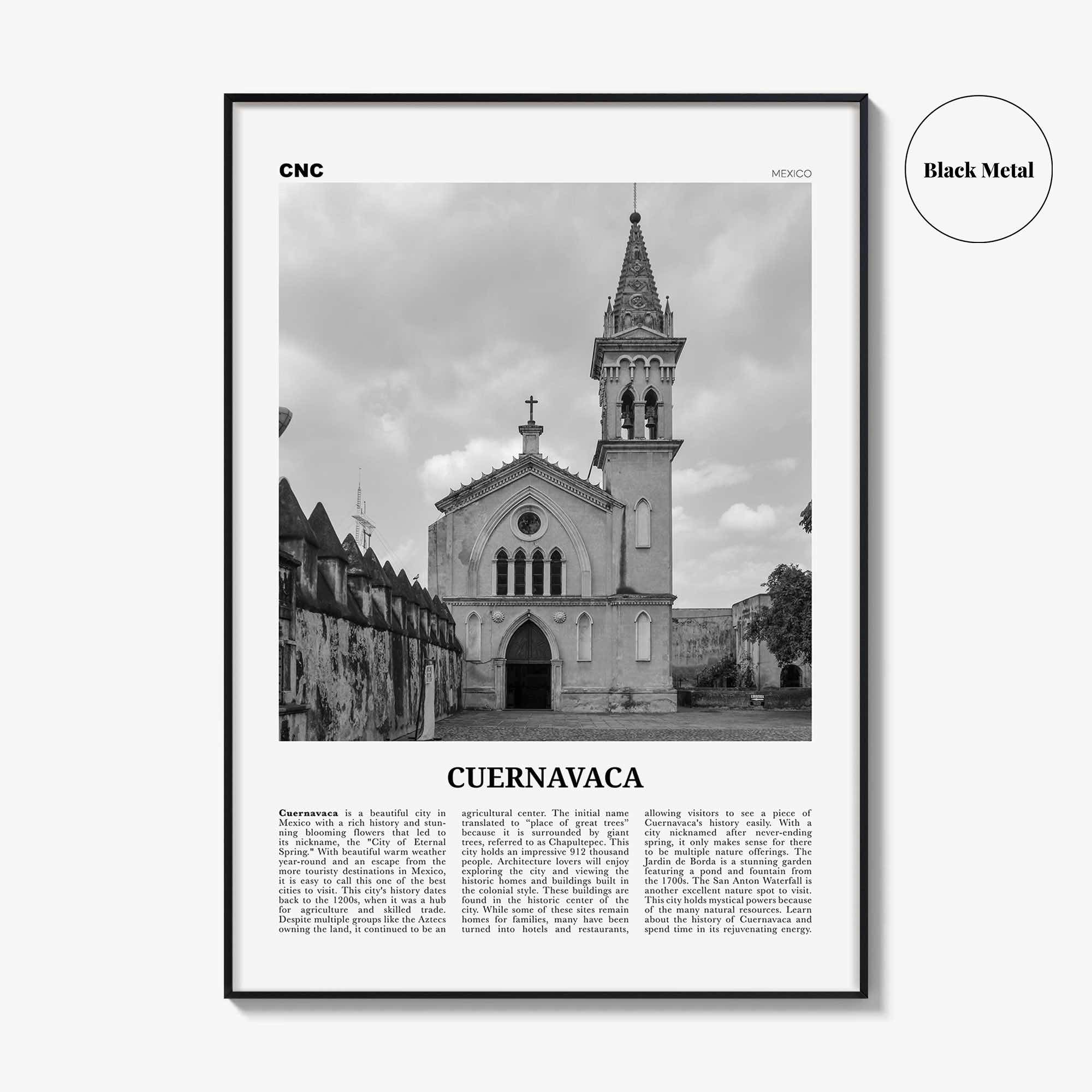 Cuernavaca Print Black and White, Cuernavaca Wall Art, Cuernavaca Poster, Cuernavaca Photo, Cuernavaca Wall Décor, Cuernavaca Map, Mexico