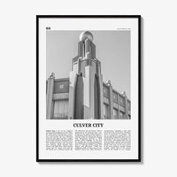 Culver City Print Black and White, Culver City Wall Art, Culver City Poster, Culver City Photo, California, USA United States, North America