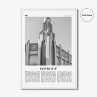 Culver City Print Black and White, Culver City Wall Art, Culver City Poster, Culver City Photo, California, USA United States, North America
