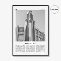 Culver City Print Black and White, Culver City Wall Art, Culver City Poster, Culver City Photo, California, USA United States, North America