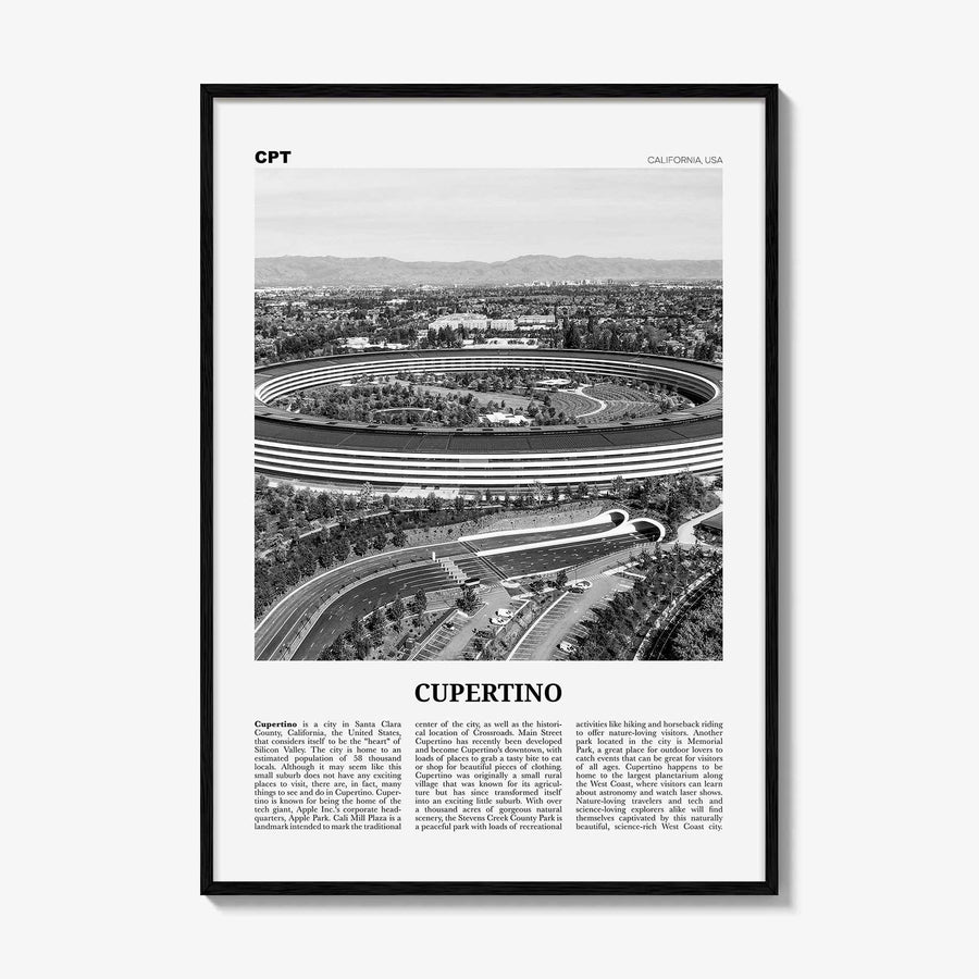 Cupertino Print Black and White, Cupertino Wall Art, Cupertino Poster, Cupertino Photo, Cupertino Wall Decor, California, USA, United States