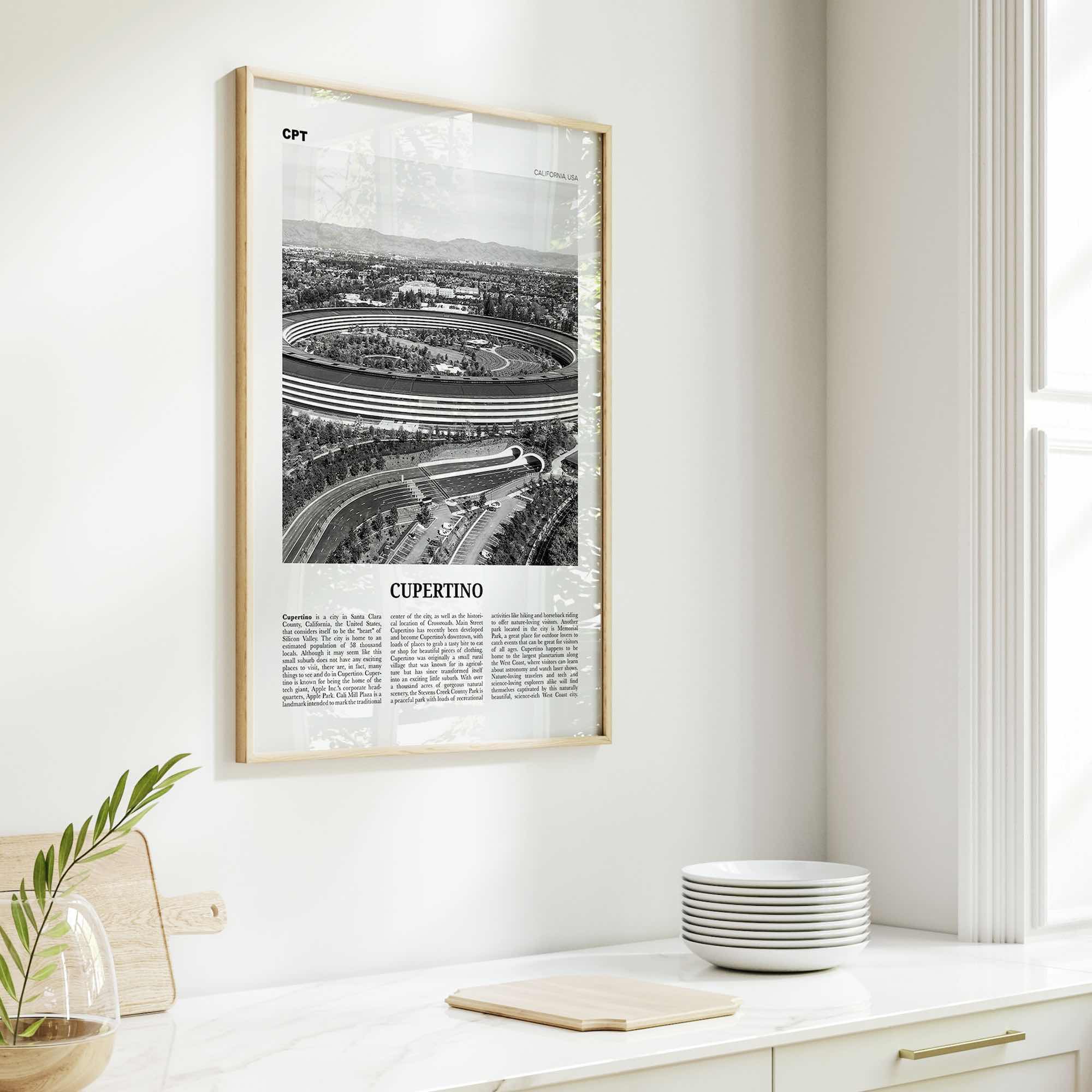 Cupertino Print Black and White, Cupertino Wall Art, Cupertino Poster, Cupertino Photo, Cupertino Wall Decor, California, USA, United States