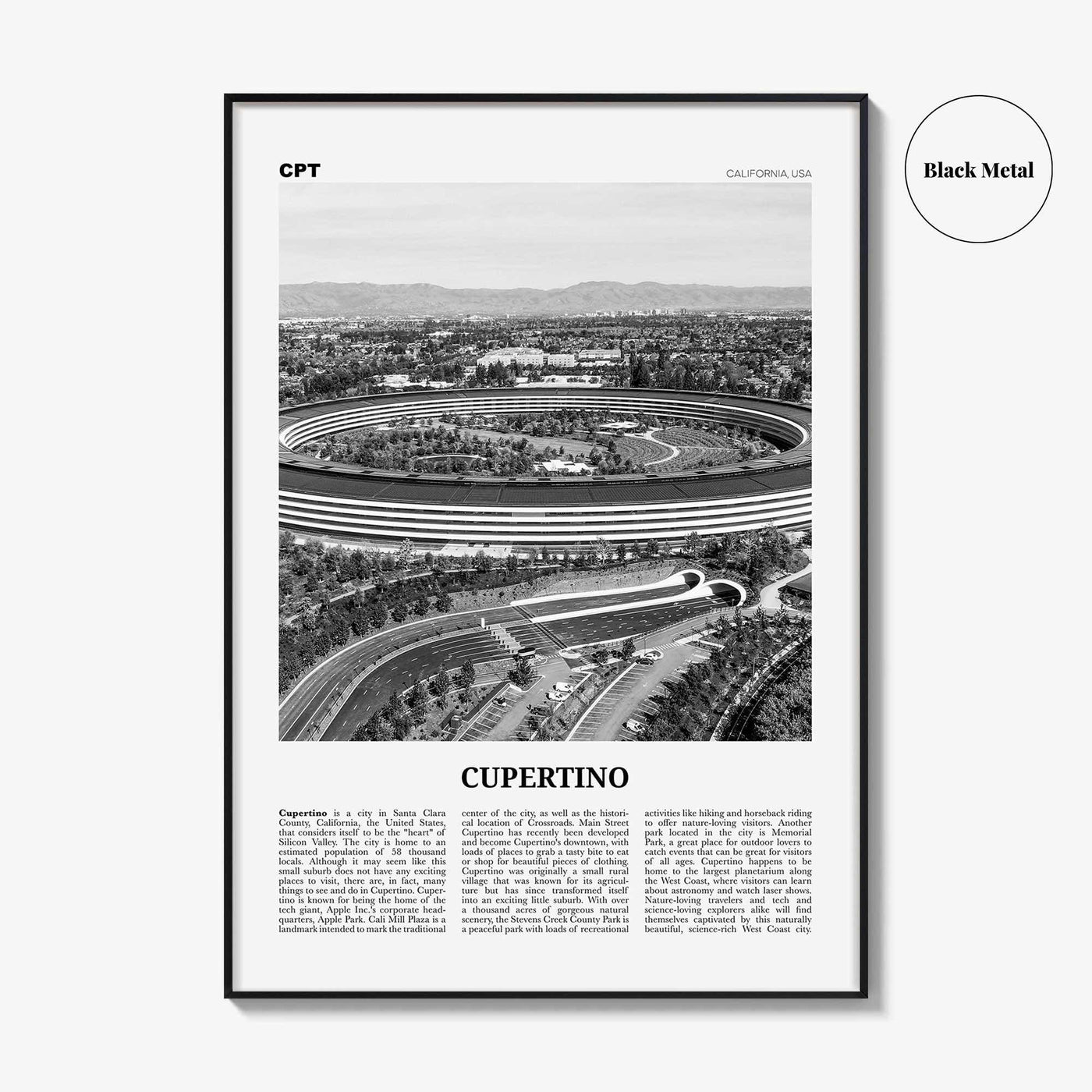 Cupertino Print Black and White, Cupertino Wall Art, Cupertino Poster, Cupertino Photo, Cupertino Wall Decor, California, USA, United States