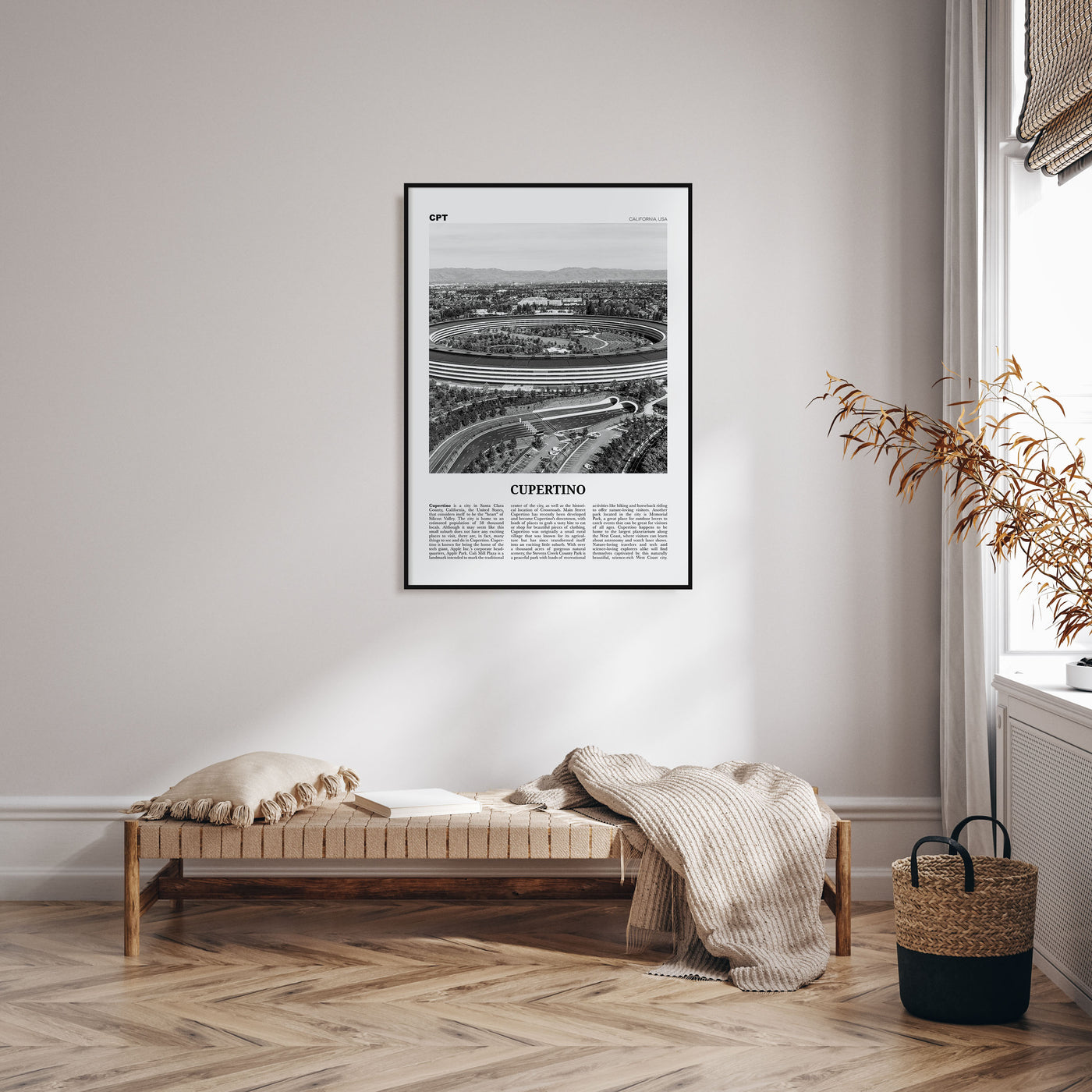 Cupertino Travel B&W Poster