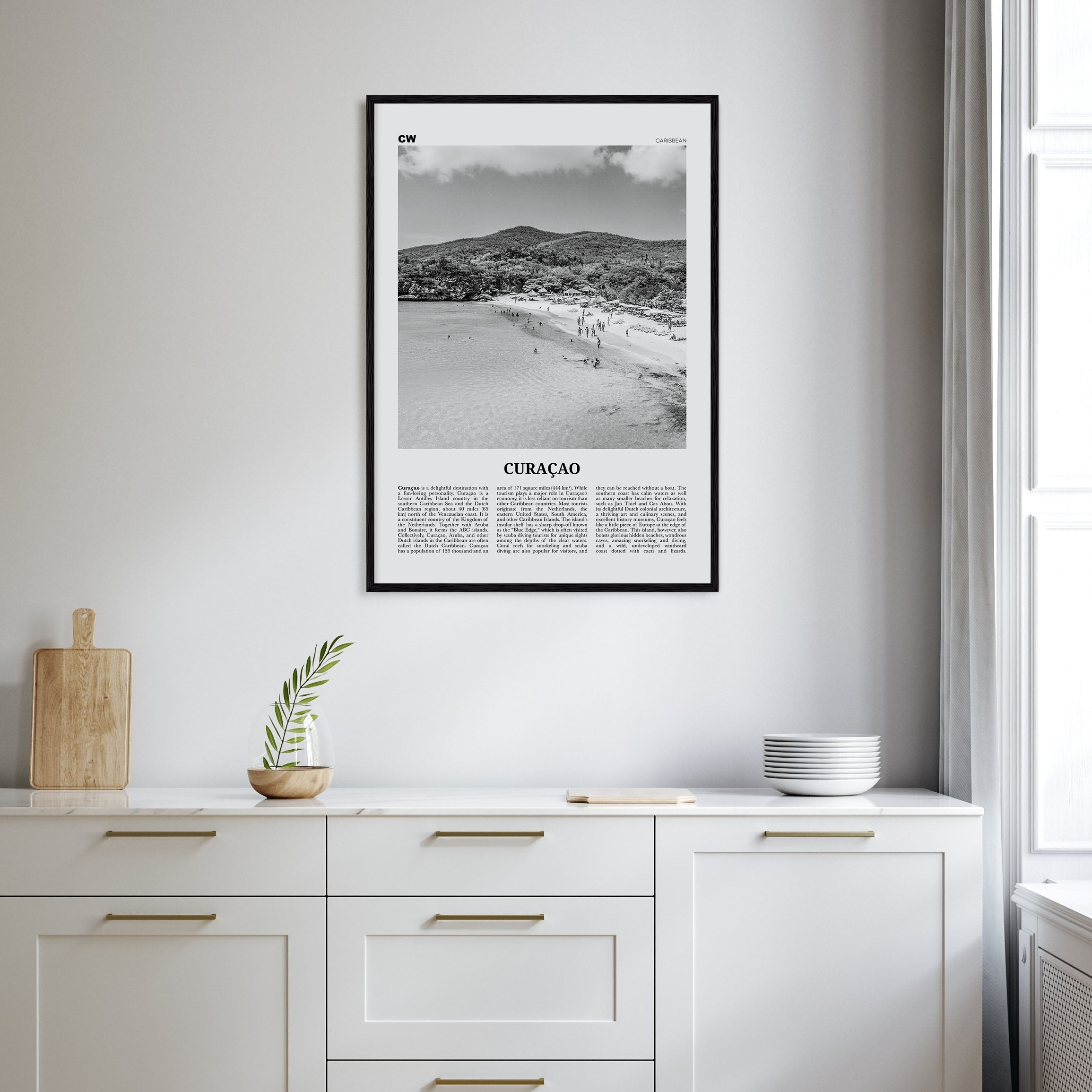 Curaçao Travel B&W Poster