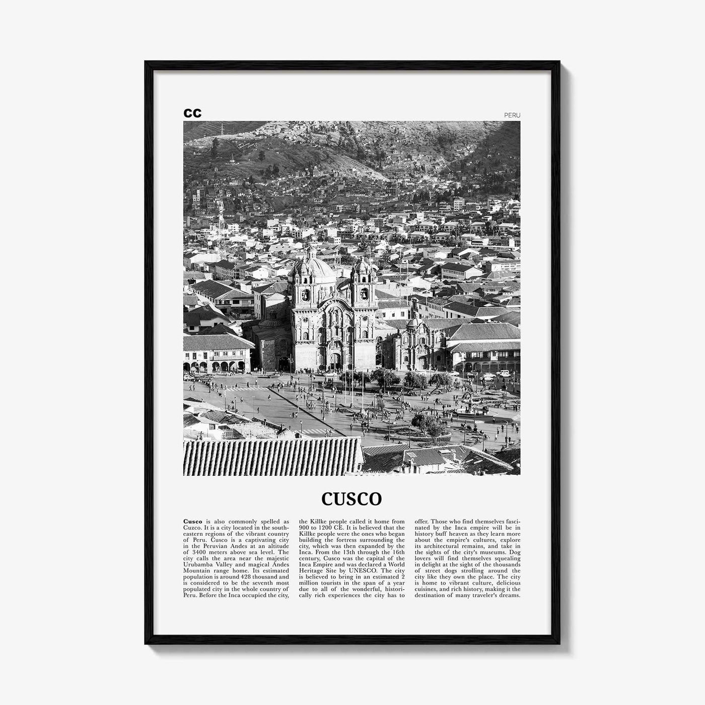 Cusco Print Black and White, Cusco Wall Art, Cusco Poster, Cusco Photo, Cusco Wall Décor, Cuzco Poster Print Black and White, Peru, Urubamba