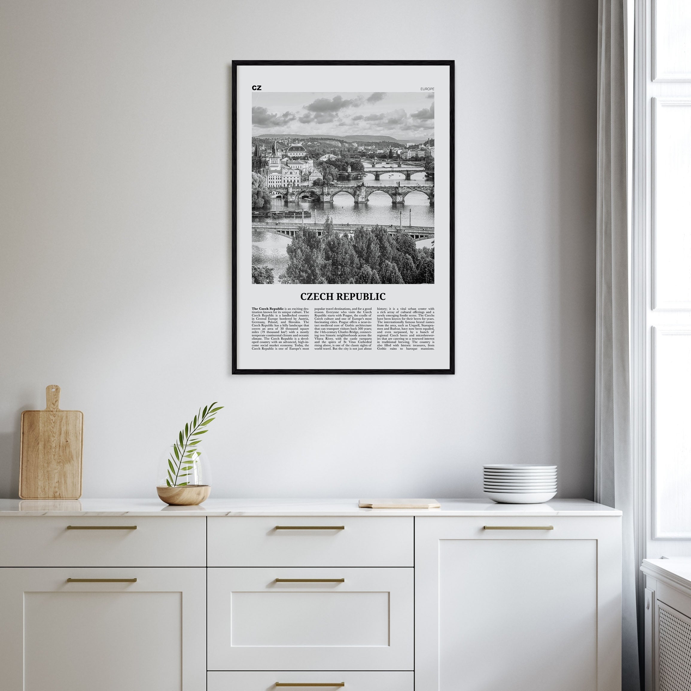 Czech Republic Travel B&W Poster