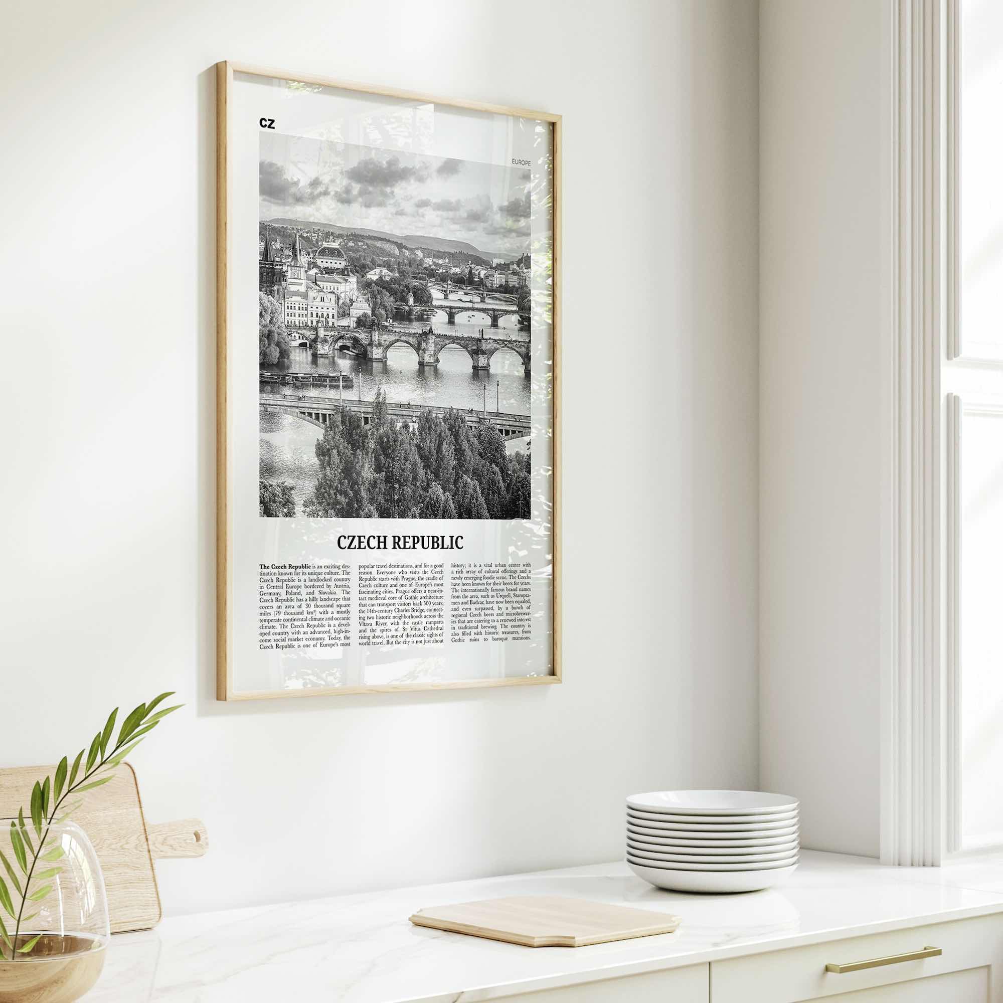 Czech Republic Print Black and White, Czech Republic Wall Art, Czech Republic Poster, Czechia, Česká Republika, Prague, Europe