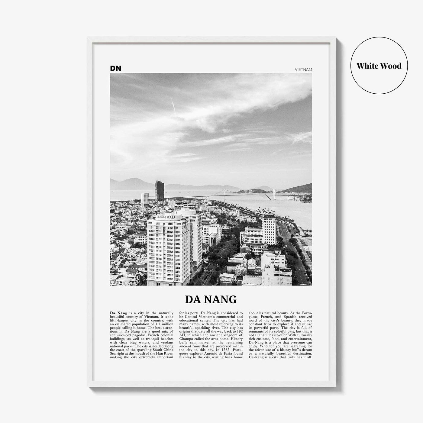 Da Nang Print Black and White, Da Nang Wall Art, Da Nang Poster, Da Nang Photo, Da Nang Wall Décor, Danang, Vietnam, Thành phố Đà Nẵng