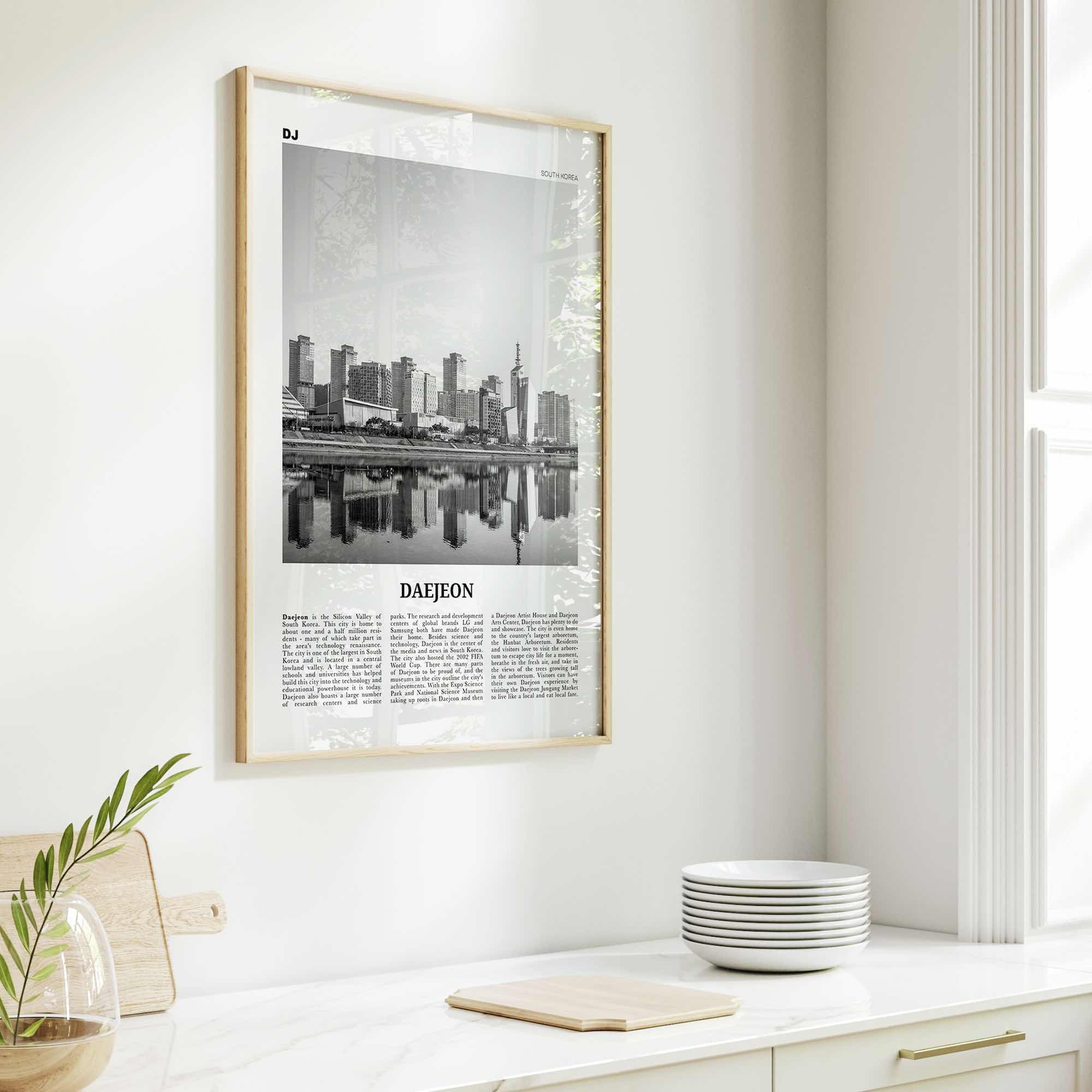 Daejeon Print Black and White, Daejeon Wall Art, Daejeon Poster, Daejeon Photo, Daejeon Wall Décor, Daejeon Map, South Korea