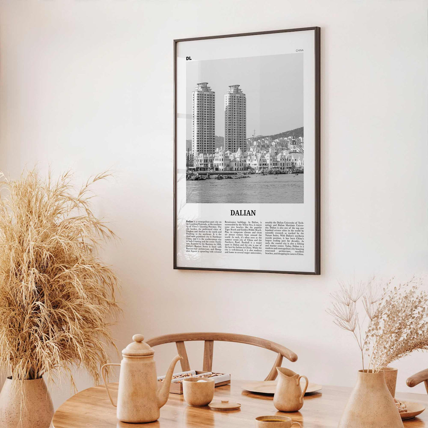 Dalian Print Black and White, Dalian Wall Art, Dalian Poster, Dalian Photo, Dalian Wall Décor, Dalian Map, China