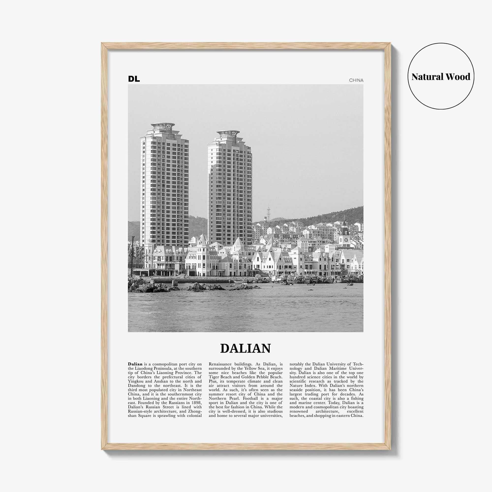 Dalian Print Black and White, Dalian Wall Art, Dalian Poster, Dalian Photo, Dalian Wall Décor, Dalian Map, China