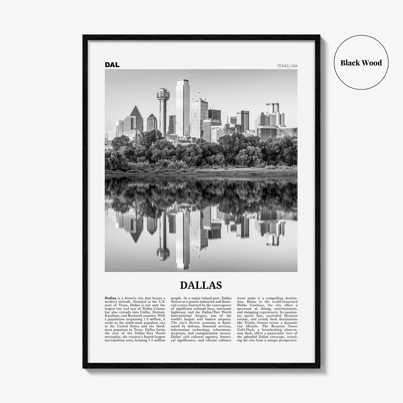 Dallas Print Black and White No 1, Dallas Wall Art, Dallas Poster, Dallas Photo, Dallas Wall Decor, Texas, USA, United States