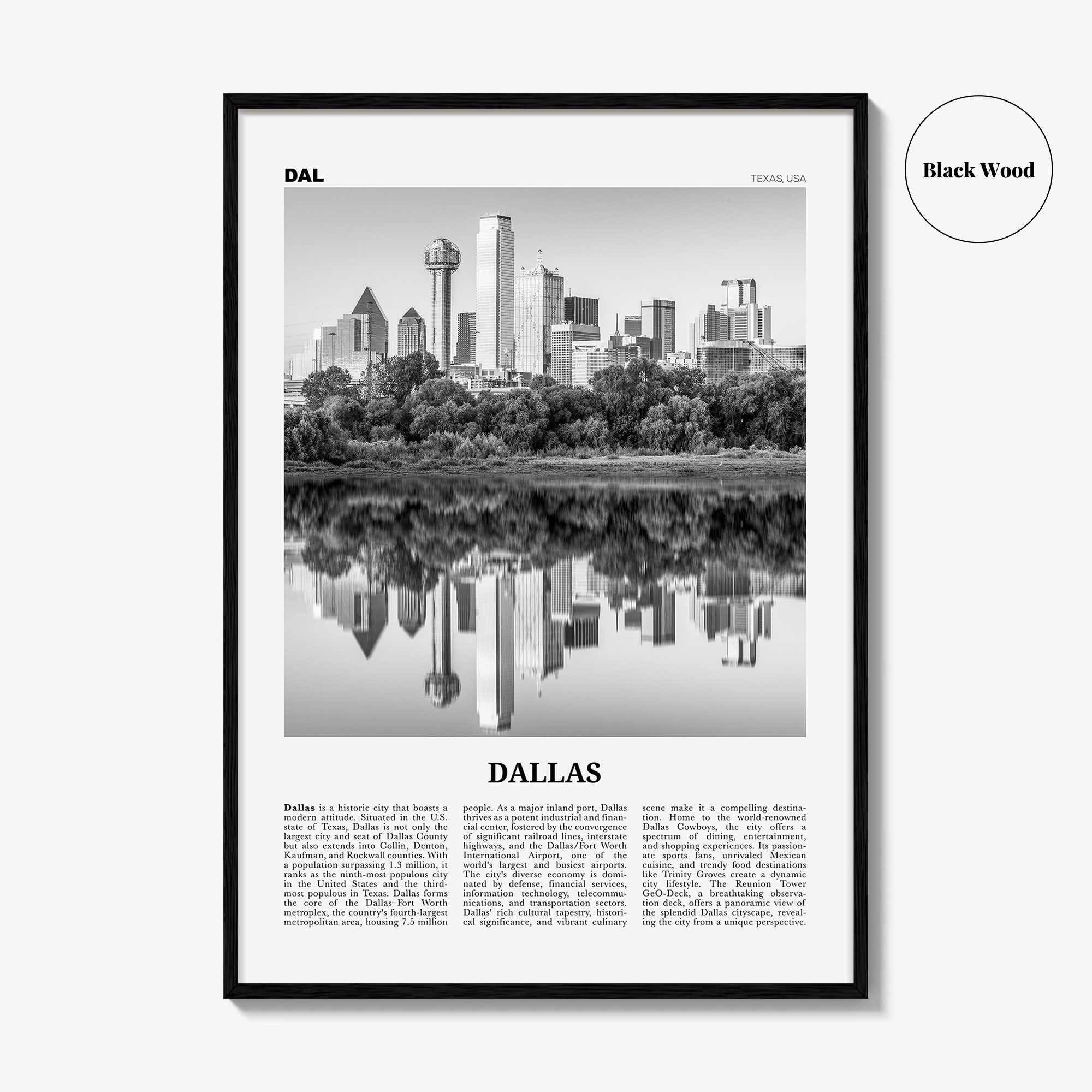 Dallas Print Black and White No 1, Dallas Wall Art, Dallas Poster, Dallas Photo, Dallas Wall Decor, Texas, USA, United States
