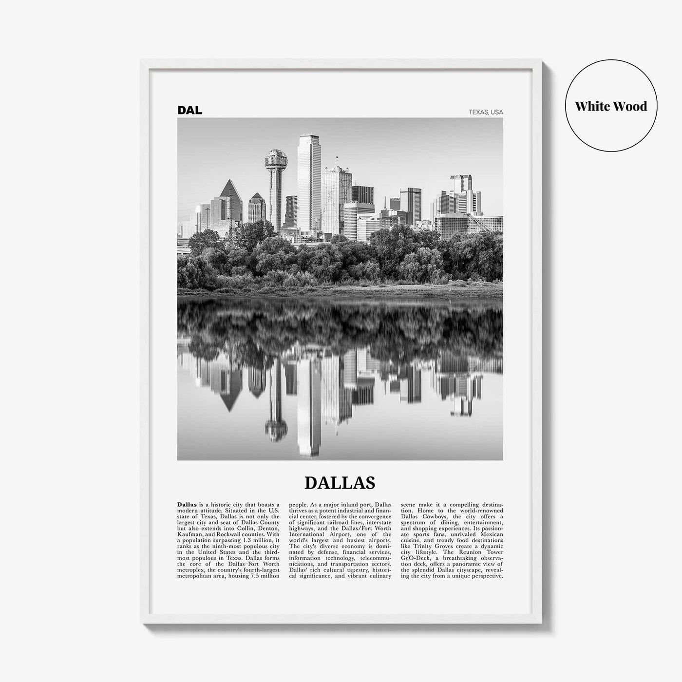 Dallas Print Black and White No 1, Dallas Wall Art, Dallas Poster, Dallas Photo, Dallas Wall Decor, Texas, USA, United States