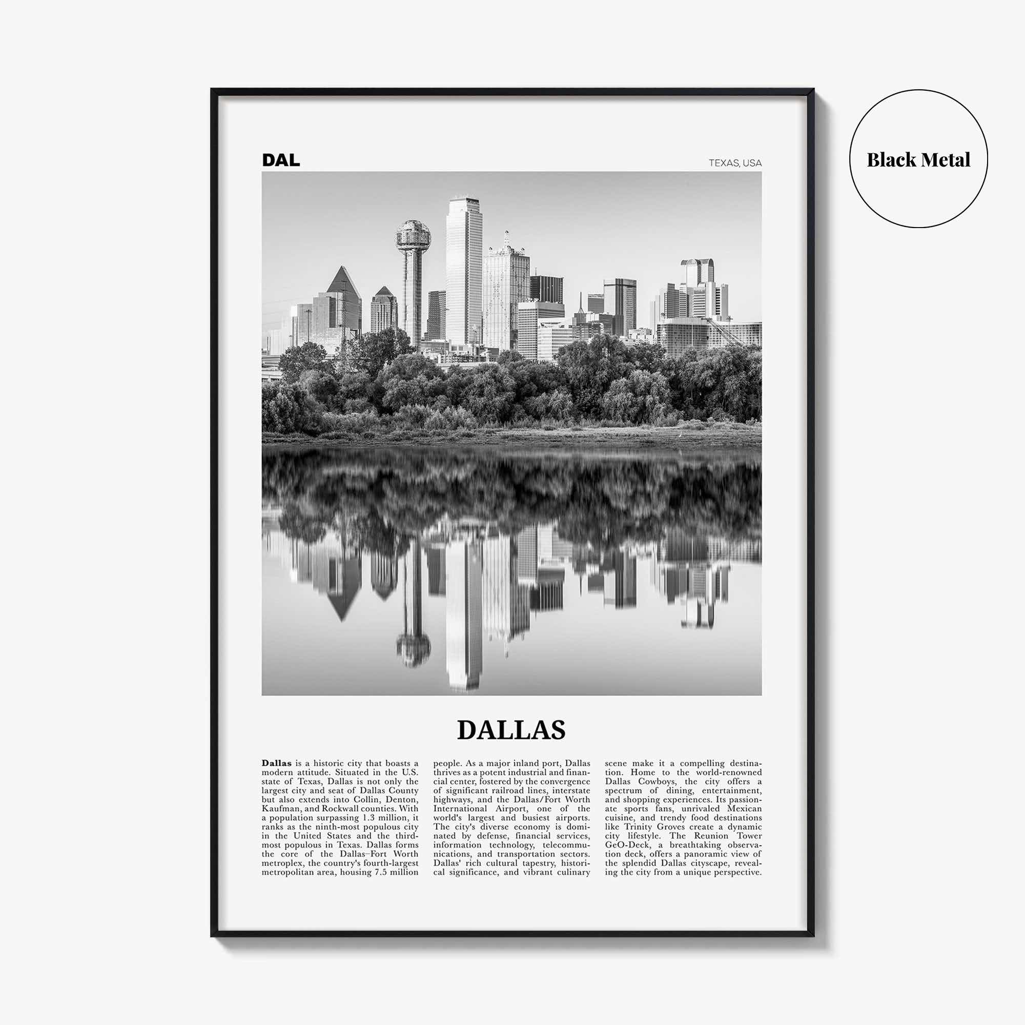 Dallas Print Black and White No 1, Dallas Wall Art, Dallas Poster, Dallas Photo, Dallas Wall Decor, Texas, USA, United States