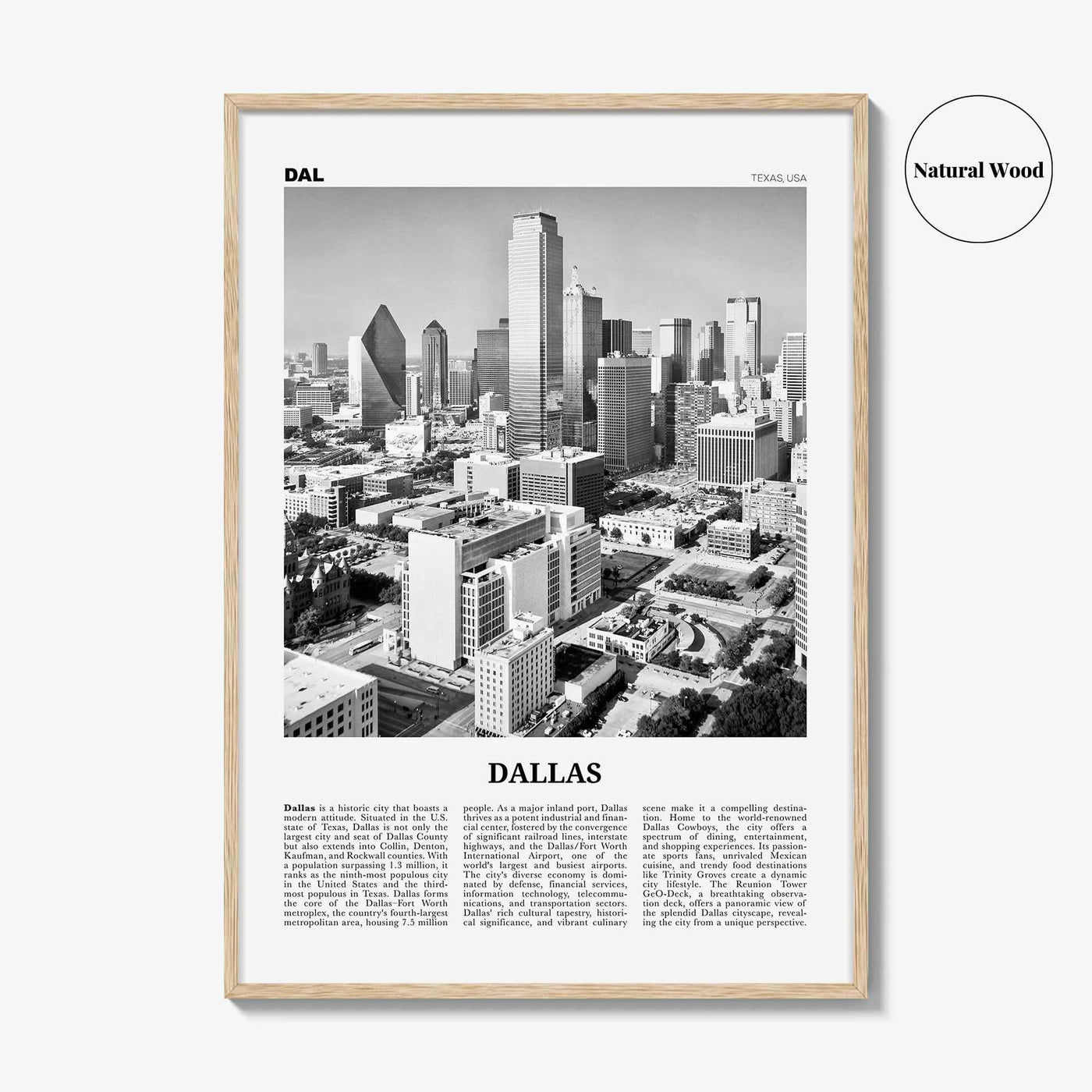 Dallas Print Black and White No 2, Dallas Wall Art, Dallas Poster, Dallas Photo, Dallas Wall Decor, Texas, USA, United States