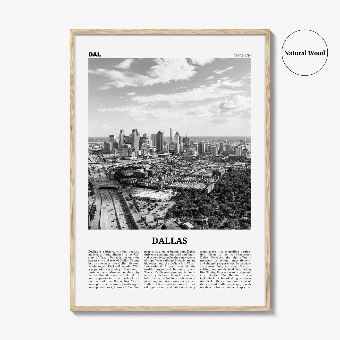 Dallas Print Black and White No 3, Dallas Wall Art, Dallas Poster, Dallas Photo, Dallas Wall Decor, Texas, USA, United States