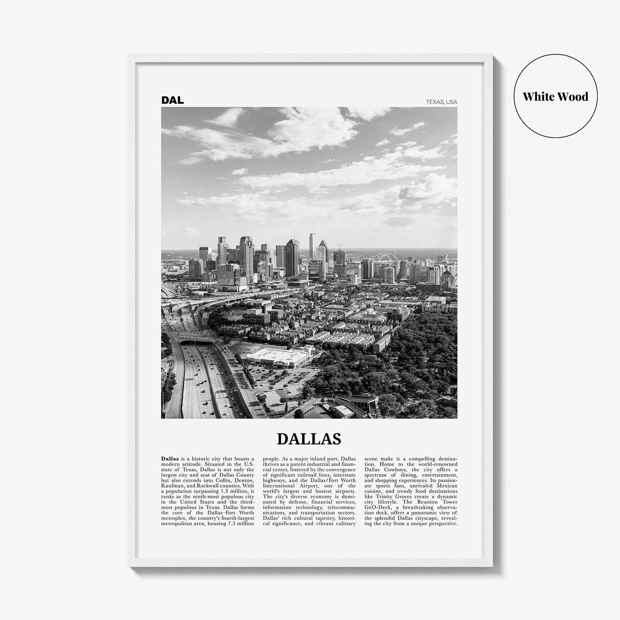 Dallas Print Black and White No 3, Dallas Wall Art, Dallas Poster, Dallas Photo, Dallas Wall Decor, Texas, USA, United States