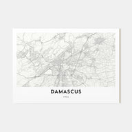 Damascus Map Landscape Poster