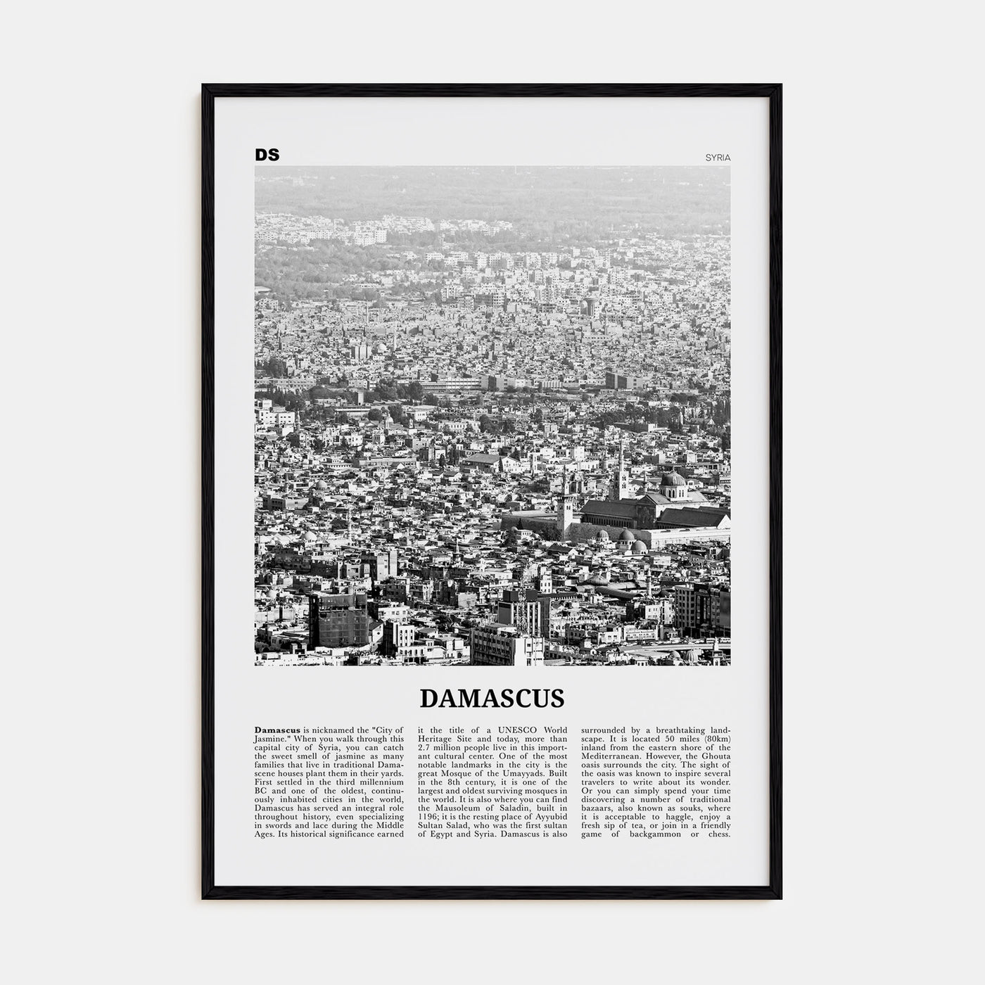 Damascus Travel B&W Poster