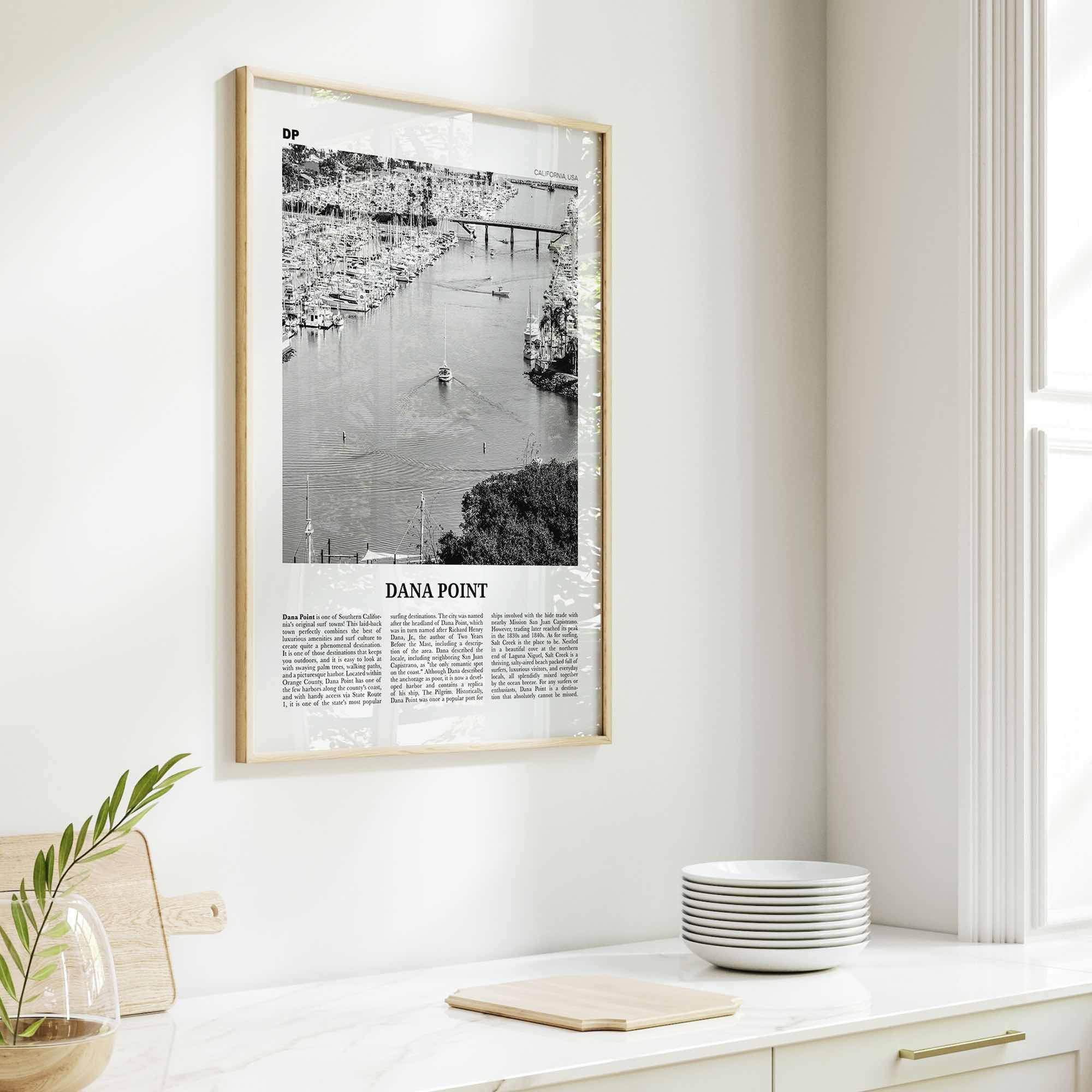 Dana Point Print Black and White, Dana Point Wall Art, Dana Point Poster, Dana Point Photo, California, USA, United States, North America