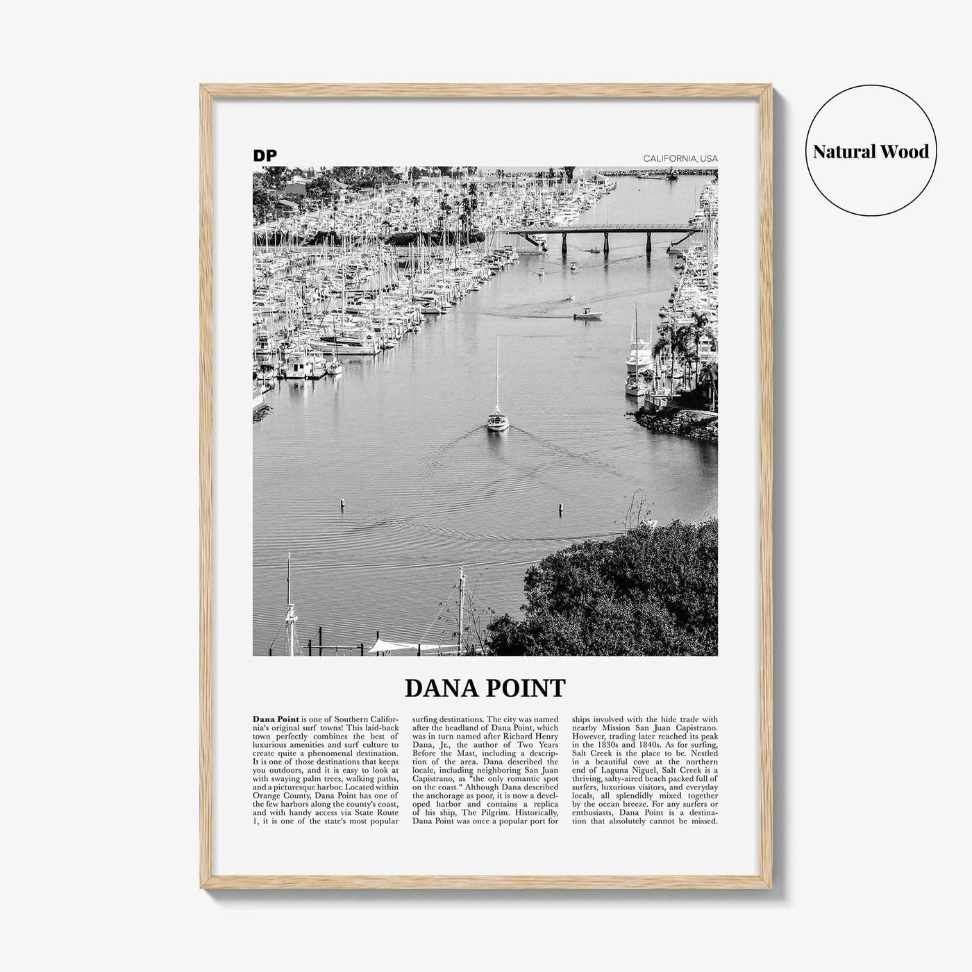 Dana Point Print Black and White, Dana Point Wall Art, Dana Point Poster, Dana Point Photo, California, USA, United States, North America