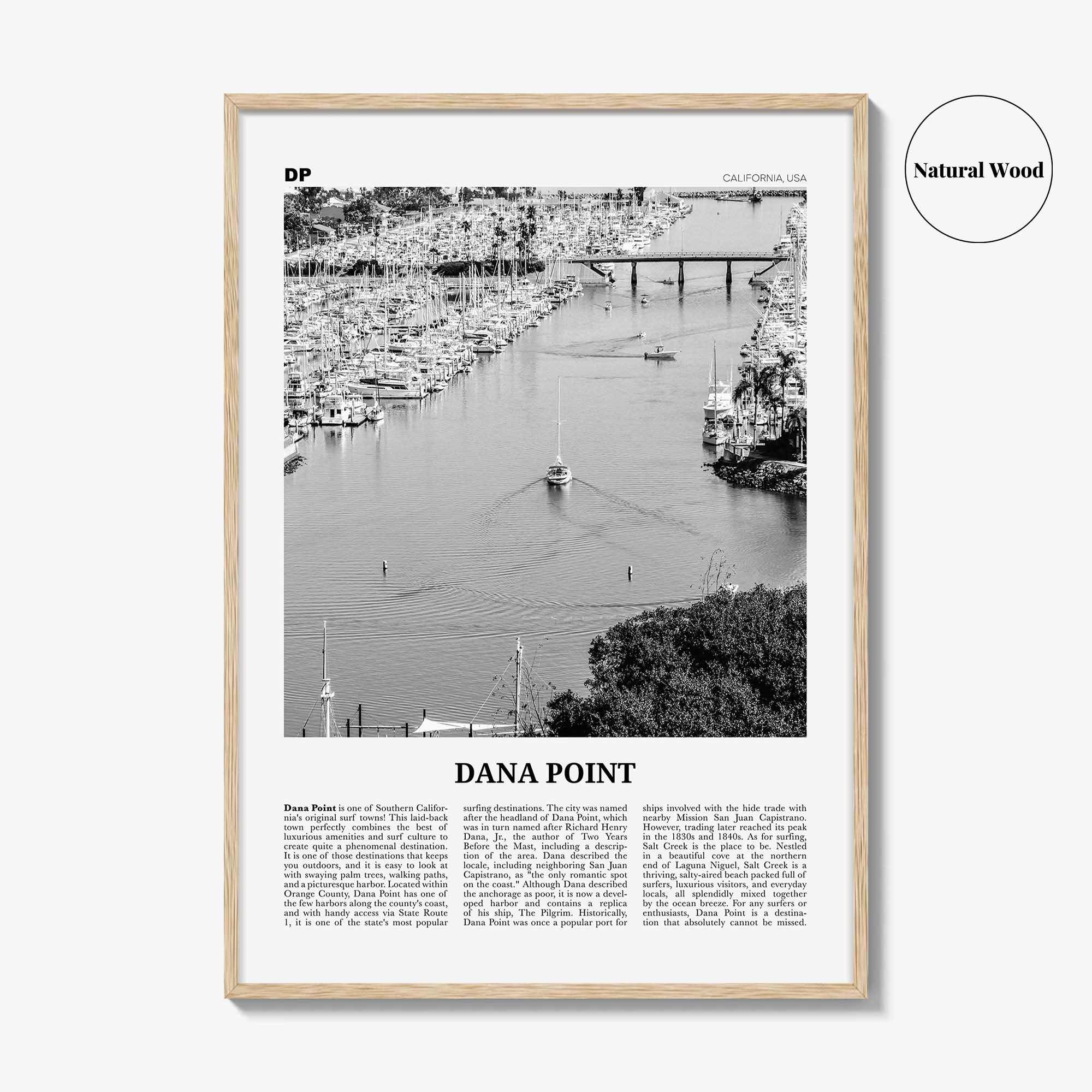 Dana Point Print Black and White, Dana Point Wall Art, Dana Point Poster, Dana Point Photo, California, USA, United States, North America