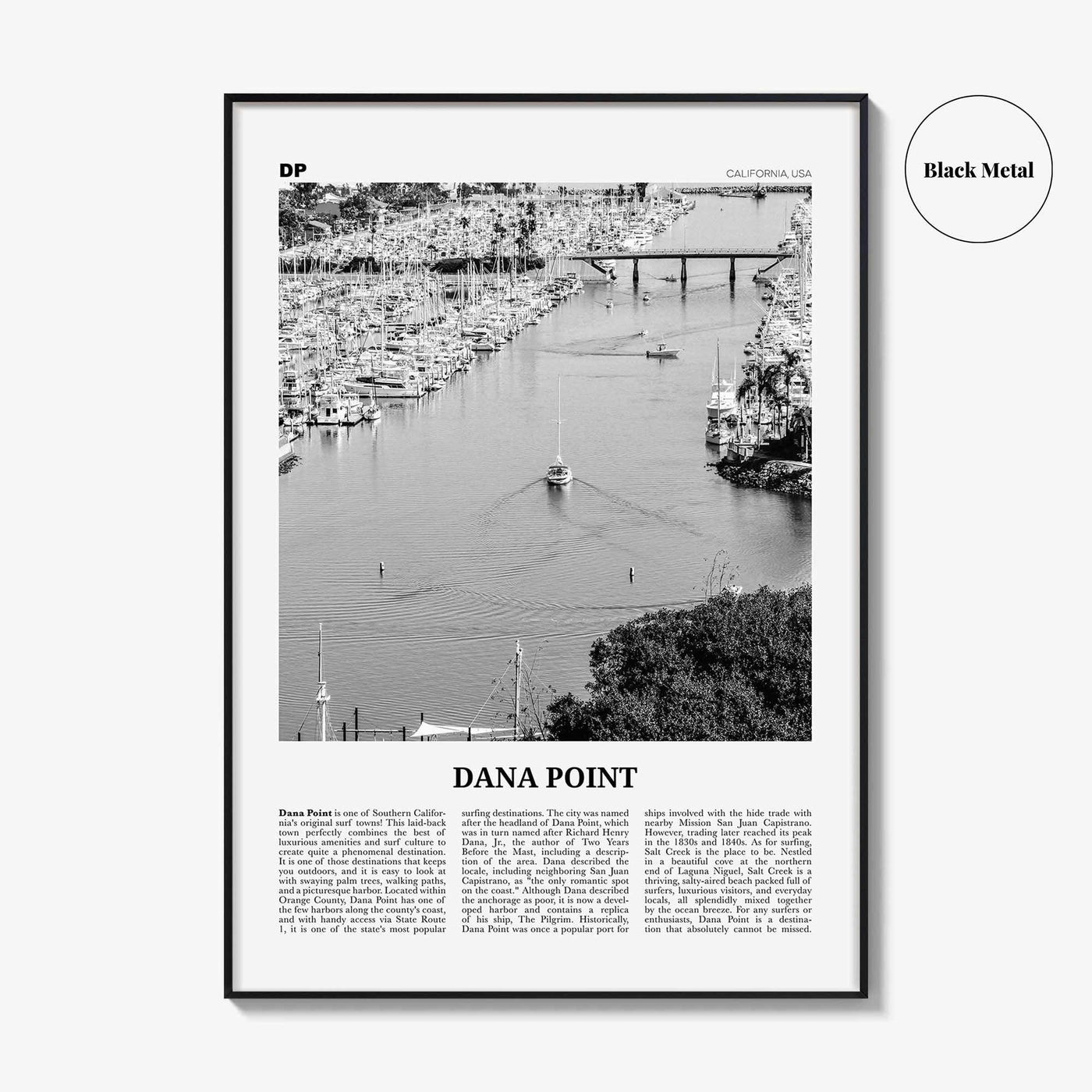 Dana Point Print Black and White, Dana Point Wall Art, Dana Point Poster, Dana Point Photo, California, USA, United States, North America