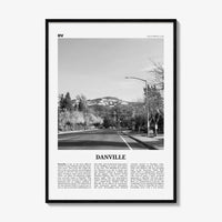 Danville Print Black and White California, Danville Wall Art, Danville Poster, Danville Photo, Danville Décor, Danville Map, USA