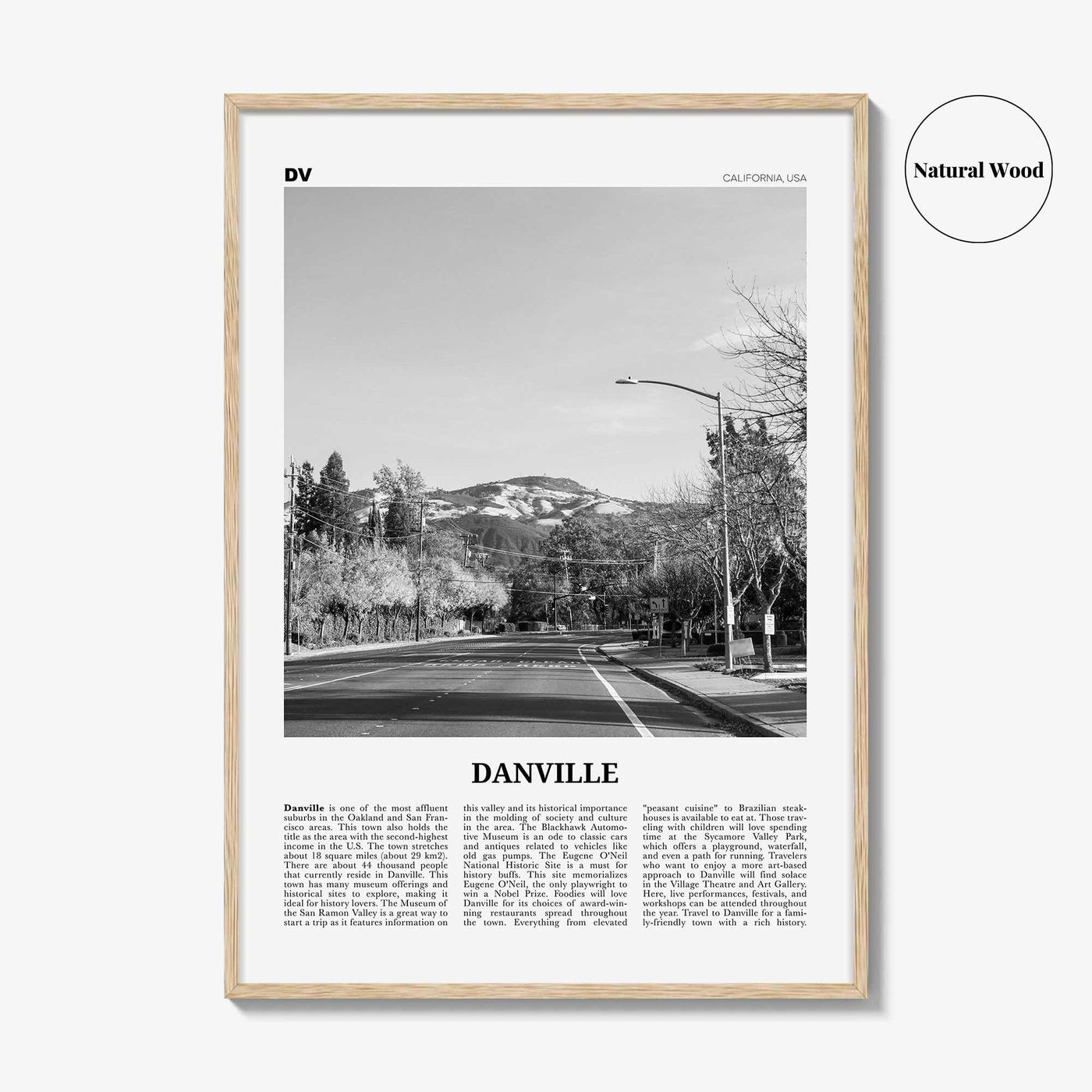 Danville Print Black and White California, Danville Wall Art, Danville Poster, Danville Photo, Danville Décor, Danville Map, USA