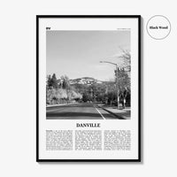 Danville Print Black and White California, Danville Wall Art, Danville Poster, Danville Photo, Danville Décor, Danville Map, USA