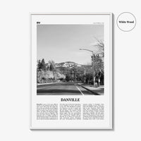 Danville Print Black and White California, Danville Wall Art, Danville Poster, Danville Photo, Danville Décor, Danville Map, USA